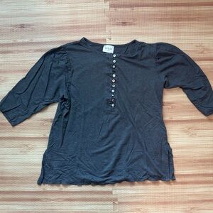 WRAP LONDON size 8 100% Linen 3/4 sleeve Henley